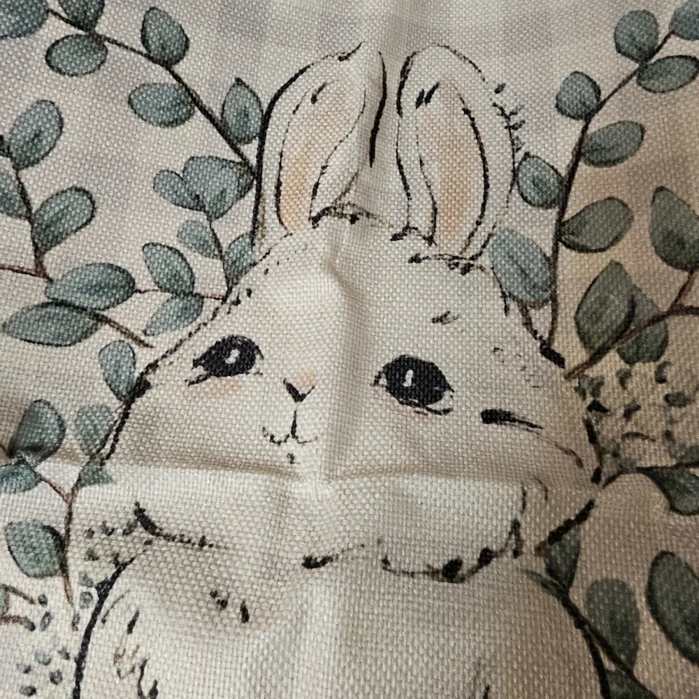 Bunny Rabbit Spring Canvas Pillow Cover